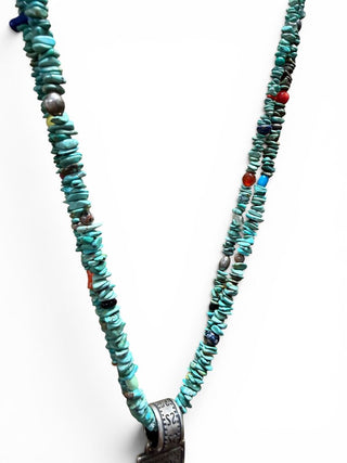 Sterling Turquoise Cross Pendant Necklace