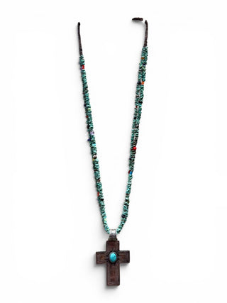 Sterling Turquoise Cross Pendant Necklace