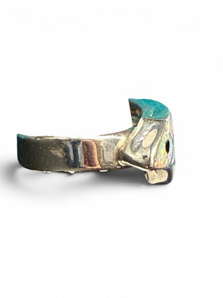 Sterling Opal Inlay Bear Ring