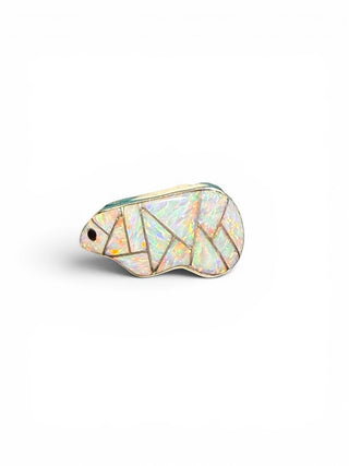 Sterling Opal Inlay Bear Ring