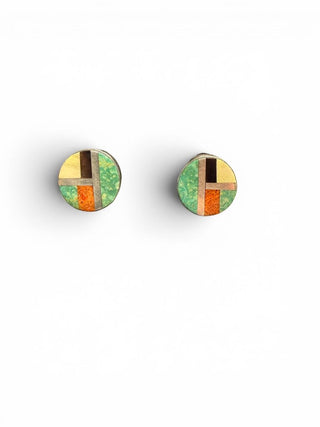 Sterling Inlay Zuni Earrings