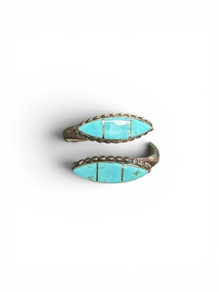 Sterling Inlay Turquoise Adjustable Ring