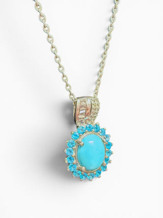 Sterling Sleeping Beauty Turquoise Pendant Necklace