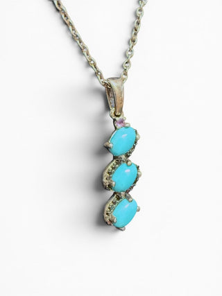 Sterling Sleeping Beauty Turquoise Pendant Necklace