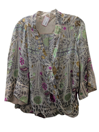 Velvet Print Wrap Neck