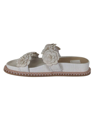 NWOT Canvas Flower Detail Strappy Sandals
