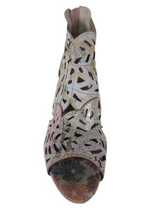 NWOT Heeled Laser Cut Floral/Snake Metallic Sz 42