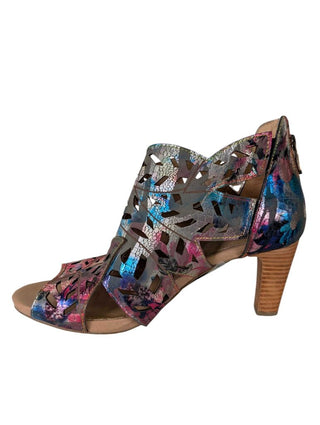 Heeled Laser Cut Peep Toe Metallic 42