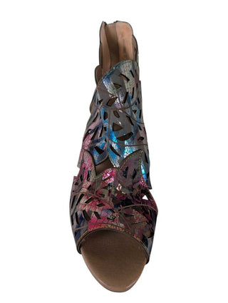 Heeled Laser Cut Peep Toe Metallic 42