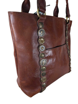 Leather Tote W/ Coin Embellishments