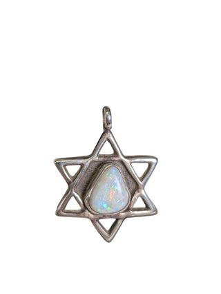 SS Opal Star Of David Pendant