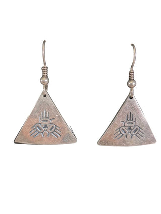 SS Signed Tribal Triangle Earrings