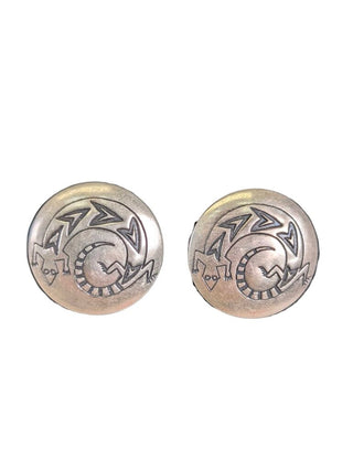 SS Etched Button Earrings