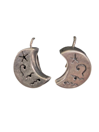 SS Puffed Moon Dangle Earrings