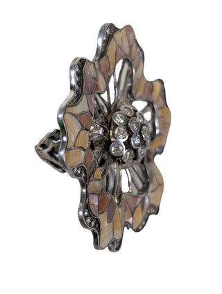 Sterling Shell Inlay Flower Ring