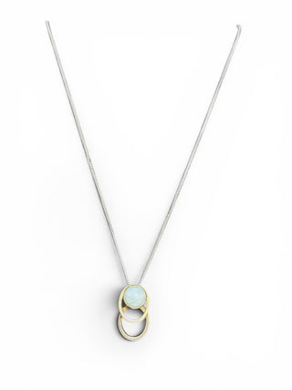 SS 18kgp Chain with SS Circle Stone Pendant