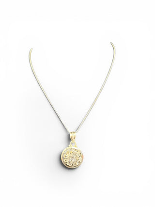 SS Stone Circle Pendant Necklace