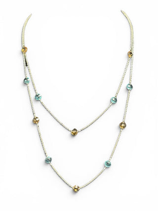 SS Stone Double Strand Chain Necklace