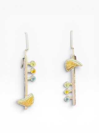 SS 18k Stone Hook Earrings
