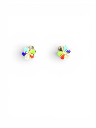 SS Multi Stone Flower Post Eaerrings
