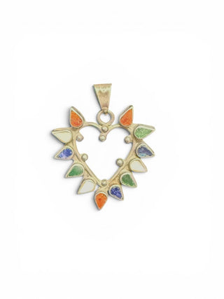 SS Multi Stone Spiky Heart Pendant