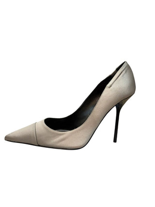 Pointed Toe Slingback Satin Pumps Heels Sz 37