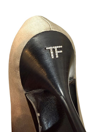 Pointed Toe Slingback Satin Pumps Heels Sz 37