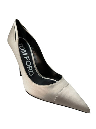 Pointed Toe Slingback Satin Pumps Heels Sz 37