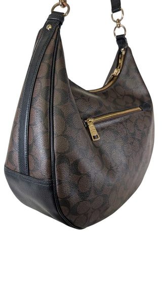 Coated Canvas Hobo Shoulder Bag