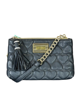 Heart quilted double zip shoulder bag