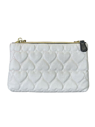 Heart quilted double zip shoulder bag