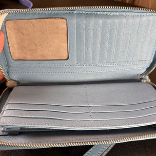 Saffiano leather zip around wristlet