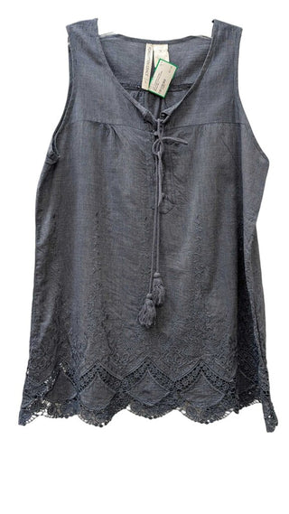 Sleeveless Cotton Eyelet Blouse