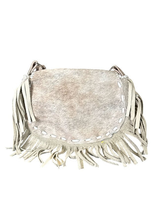 Whipstitched cowhide w/leather fringe
