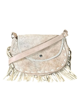 Whipstitched cowhide w/leather fringe