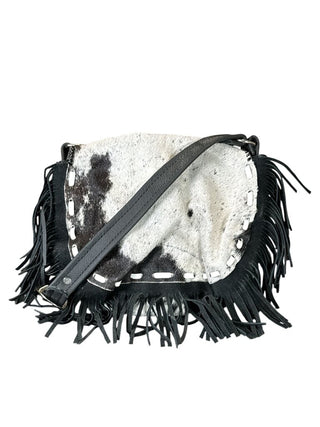 Whipstitch cowhide w/leather fringe