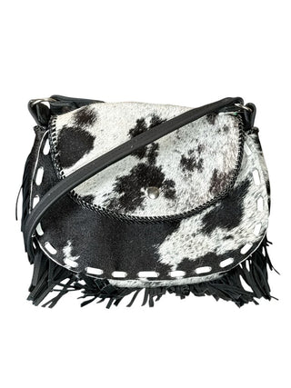Whipstitch cowhide w/leather fringe