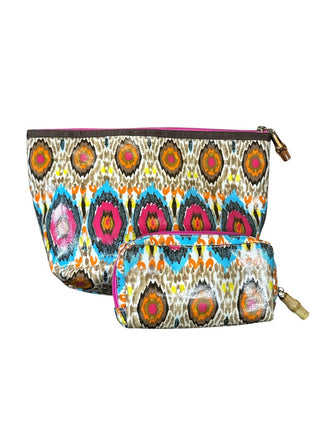 2 pc makeup cases bright print
