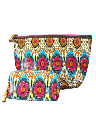 2 pc makeup cases bright print