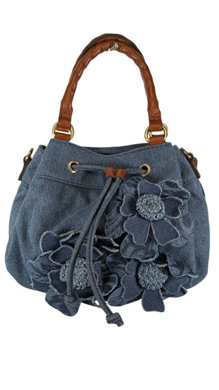 NWT Denim 3D Flower Handbag