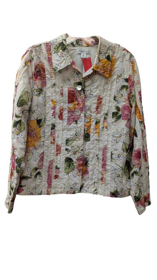 open front print long sleeve