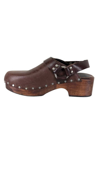 Studded Slingback Leather Clogs Retails $525