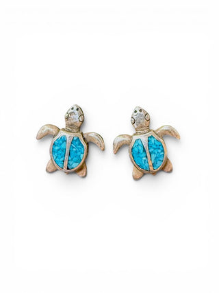 Sterling Turtle Inlay Earrings