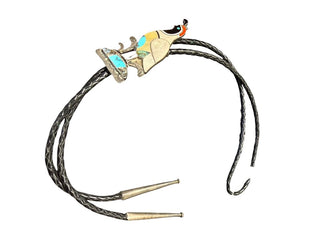 Vintage Zuni Quail Inlay Bolo Tie