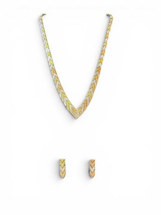Vintage Italian Tri Color Sterling Necklace Earring Set