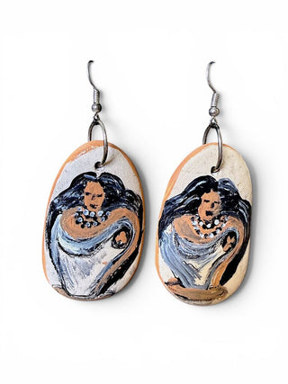 Hand Painted Pottery Earrings