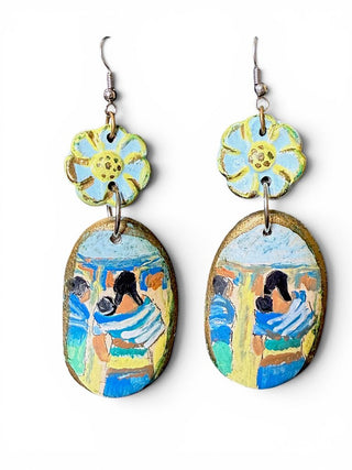 Hand Painted Pottery Earrings