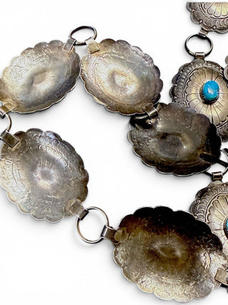 Sterling Turquoise Vintage Concho Belt with 17 Conchos
