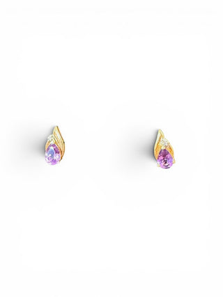 10K Amethyst Diamond Earrings
