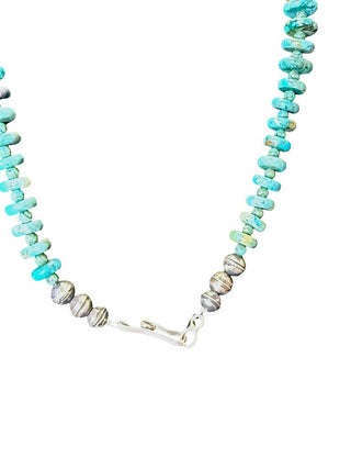 Sterling Turquoise Disc Graduated Necklace